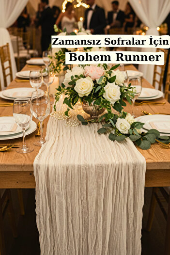 KAMİZ Bohemian Runner Tablecloth Modern Home Decor Wedding Engagement Special Day Table Cloth Dowry Set 100% Cotton