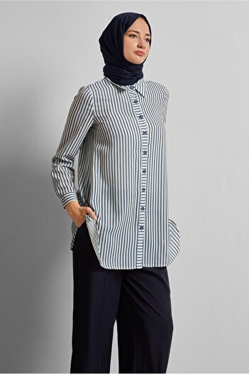 Alvina Striped Linen Look Tunic 45686