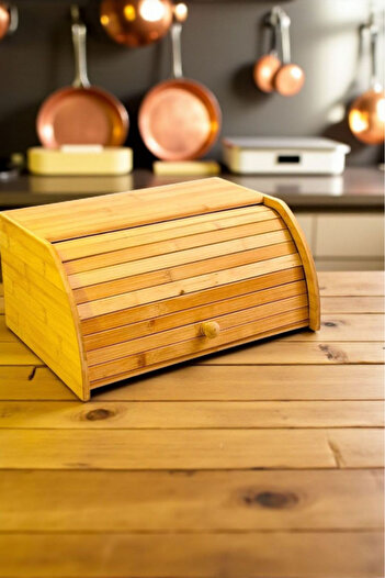 İLİVA Decorative Bamboo Bread Box