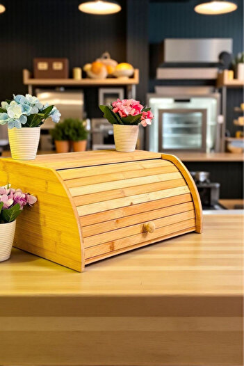 İLİVA Decorative Bamboo Bread Box