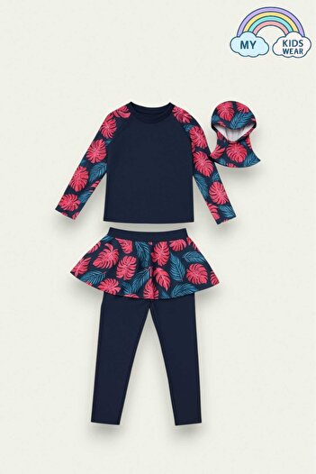 My Kids Wear Three-Piece Girls' Hashema, Hijab, Skirt, Closed Swimsuit