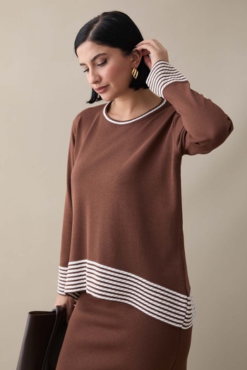 InStyle Bitter Brown Σετ με Φούστα Piping Stripe