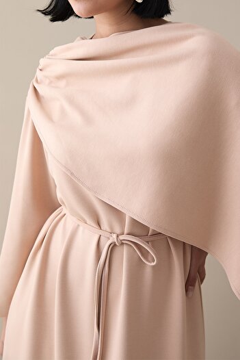 InStyle Beige Modal Dress with Shawl Detail