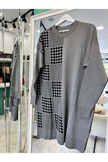 MERAM BUTİK Adn Thin Knit Tunic Silvery - Gray - 1