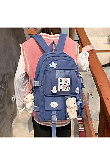 fulina School Backpack for Teen Girls Back to School Aesthetic Cute Adorable Lovely with Pin and Cute Acces