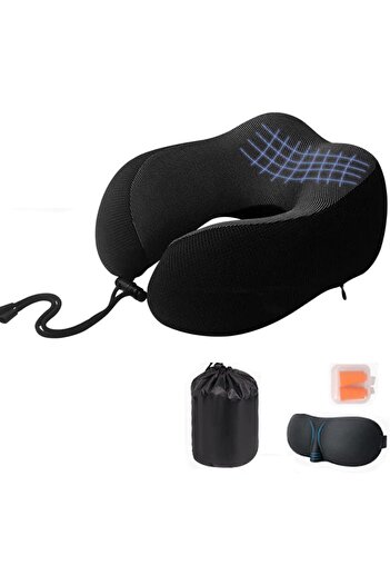 fulina Travel Pillow Memory Foam Neck Pillow with 360° Head Support Comfortable Trave Pillow with Storage