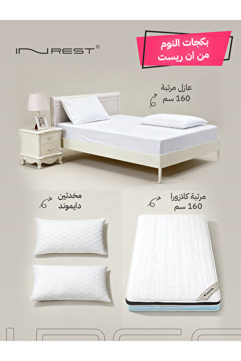INREST Klazura Mattress 160 cm Package – with 2 Diamond Pillows + Mattress Protector