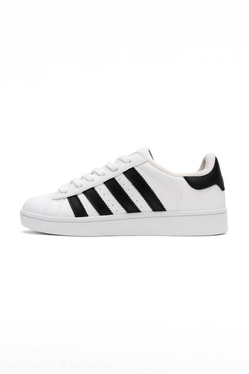 Nstil Unisex Günlük Beyaz Siyah Spor Ayakkabı Kaymaz Yumuşak Taban Rahat Bağcıklı Sneaker 473