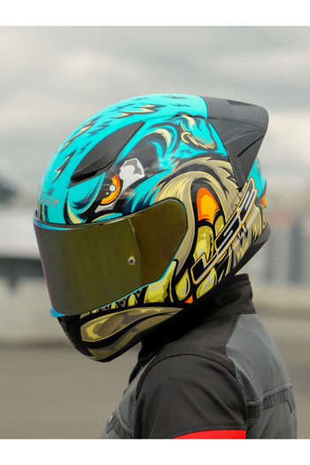 LS2 RAPID 2 NEO MAVİ-MOR KASK - GOLD VİZÖR - SPOİLER