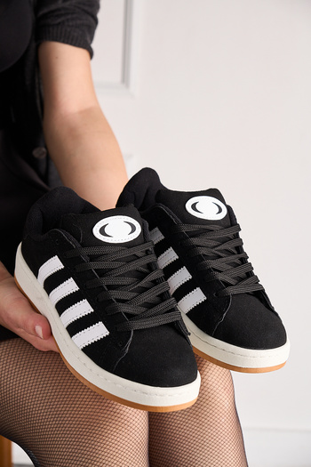Nstil Unisex Günlük Siyah Beyaz Spor Ayakkabı Kaymaz Yumuşak Taban Rahat Bağcıklı Sneaker 473