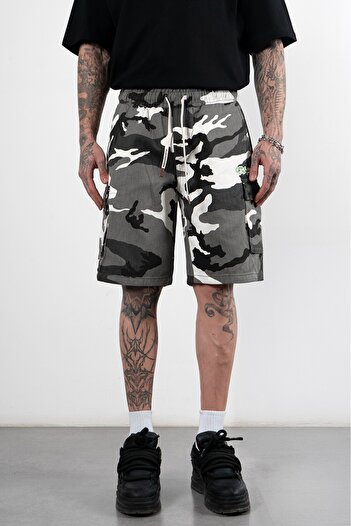 Plus Eighteen Of the System Grey Camouflage Men's Shorts