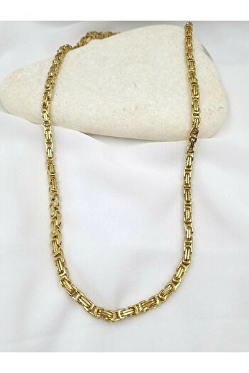 TREND COLLECTİON Erkek Gold Renk Çelik 5 Mm Zincir Kral Kolye