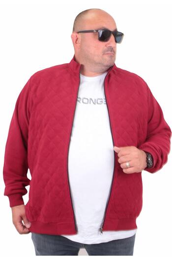 MocGrande Large Size Zippered Cardigan Diamond 23281 Claret Red