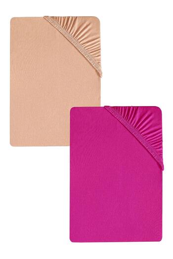 COTENCONCEPT 2 Pieces Plain Cotton Single 120 X 200 X 30 cm Elastic Combed Cotton Bedsheet
