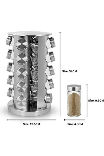 HYG Revolving Spice Rack Organizer, Stainless Steel Countertop Organizer with 20 Jars