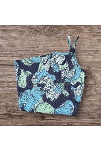 ESTA STORE Viscose Combed Cotton Tank Top with Different Patterned Straps