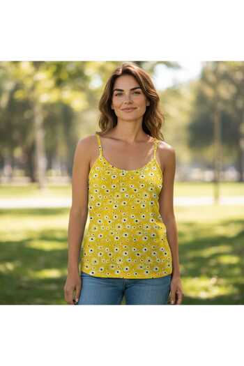 ESTA STORE Colorful Floral Patterned Tank Top with String Straps