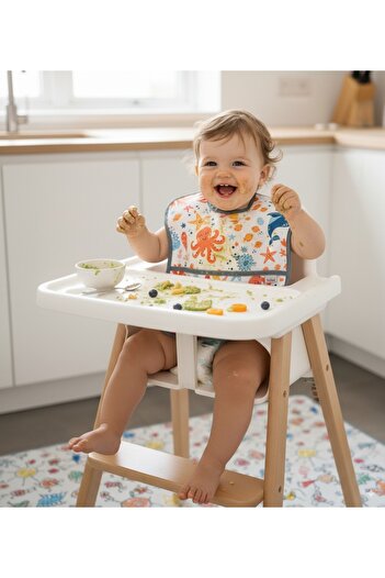 yorni Economical 2 Pcs Set - 6-24Months Zoo and Sea Patterned, Liquid Proof, Pocket and Velcro Baby Bib