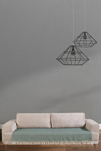 Miracolo Home Yeşil Pamuklu Koltuk Örtüsü 115x200 Önden Saçaklı Çizgili Desenli