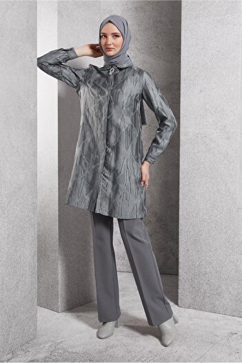 Alvina 44737 Model Jacquard Tunic with Brooch