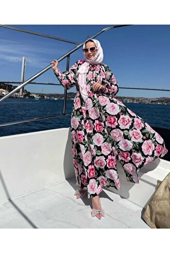 Jennyfer Yırtmaçlı Krep Kumaş Uzun Elbise