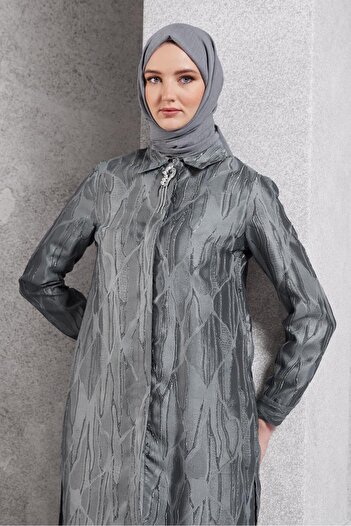 Alvina 44737 Model Jacquard Tunic with Brooch