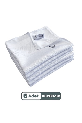 PELLA-EU Microfiber Glass Cloth General Cleaning Cloth Kitchen Bathroom Surface 6 Pieces White 40X60Cm