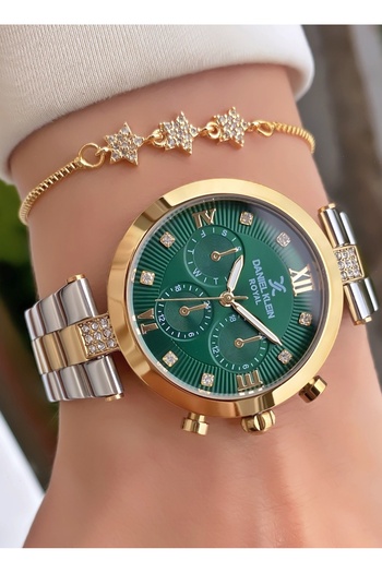 Daniel Klein Brand - Yellow Silver Color - Original - 2 Years Warranty - Women's Wristwatch - with Bracelet Gift