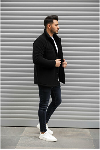 İnsane Minds Μπουφάν βελούδινου Unisex με κανονική εφαρμογή με λεπτομερή κουμπιά