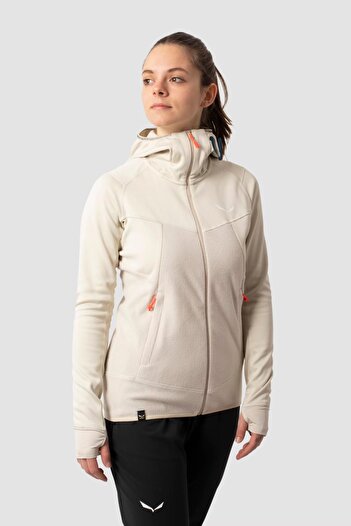 Salewa Γυναικείο φούτερ με κουκούλα Puez Hybrid PL Beige Melange