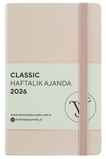 Victoria's Journals Classic 2026 Weekly Agenda A6 (9X14 cm) Hard Cover Ivory 70Gr.