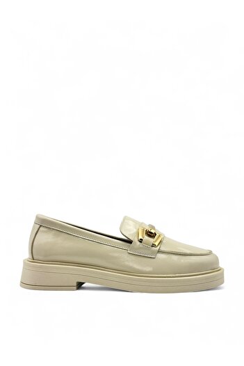 Vrs Shoes Roven Ekru Hakiki Deri Kadın Loafer
