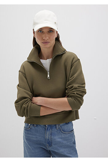 Mavi Semi-Zip Khaki Sweatshirt 1S10391-71589