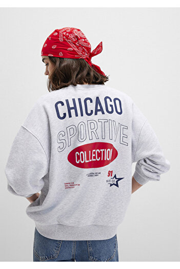 Mavi Back Printed Gray Sweatshirt 1S10364-87033