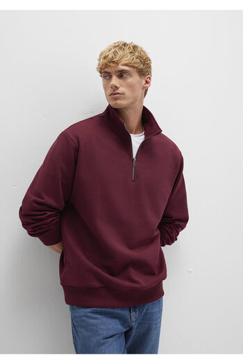 Mavi Semi-Zip Burgundy Sweatshirt 0S10419-70394