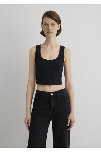 Mavi Black Basic Crop T-Shirt Crop / Short Cut 1613071-900