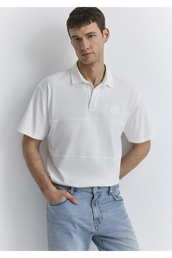 Mavi Λευκό μπλουζάκι Polo Loose Fit / Loose Relaxed Fit 0612481 -70057