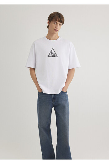 Mavi Τυπωμένο λευκό μπλουζάκι Loose Fit / Loose Relaxed Fit 0612524 -620