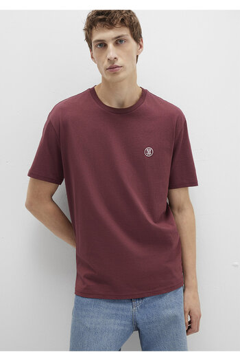 Mavi Logo Embroidered Red T-Shirt Loose Fit / Loose Relaxed Cut 067074 -70396