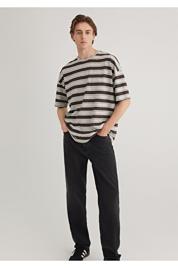 Mavi Καφέ ριγέ γκρι μπλουζάκι Oversize / Φαρδιά κοπή 0612478-80196