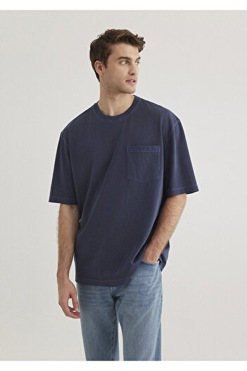Mavi Navy Blue T-Shirt with Pocket Detail Loose Fit / Loose Relaxed Fit 0612502 -82183