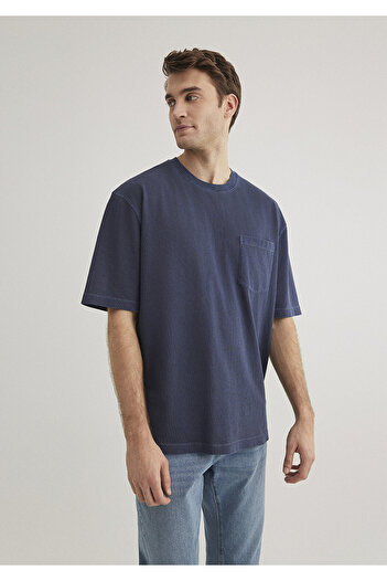 Mavi Navy Blue T-Shirt with Pocket Detail Loose Fit / Loose Relaxed Fit 0612502 -82183