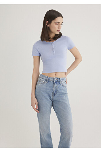 Mavi Buttoned Basic T-Shirt Crop / Short Cut 1611639-80874