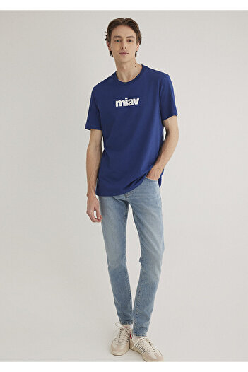 Mavi Μπλουζάκι με στάμπα Miau Navy Blue Regular Fit / Κανονική εφαρμογή 067153 -70722