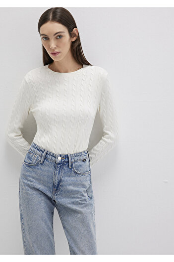 Mavi Pulover alb cu decolteu slim fit / croială strâmtă 1710341-70057