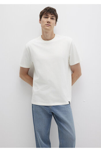 Mavi Λευκό Basic T-Shirt με λεπτομέρεια ετικέτας Loose Fit / Loose Relaxed Fit 0611824 -70057
