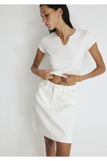 Mavi Valerie Casual Broken White Jean Φούστα1319887100