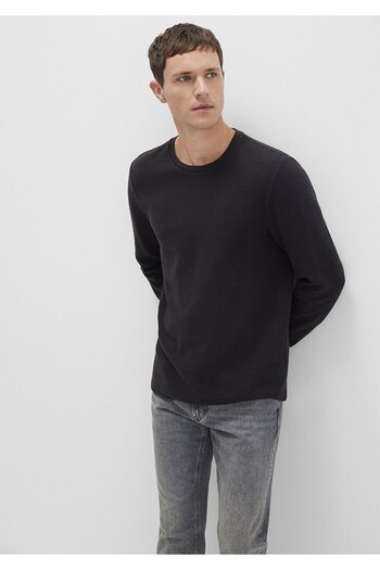 Mavi Μακρυμάνικο μαύρο μπλουζάκι με υφή Slim Fit / Slim Fit 064622 -21842