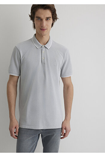 Mavi Graues Polo-T-Shirt mit Streifendetail, Slim Fit / Slim Fit 065900-34019