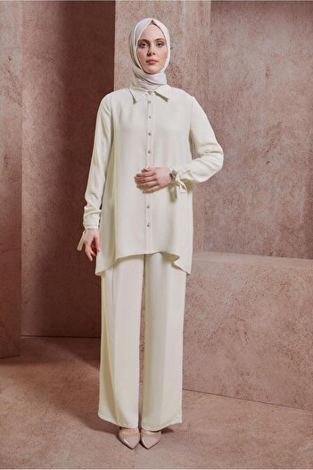Alvina SHIRT COLLAR PANTS SUIT 44483